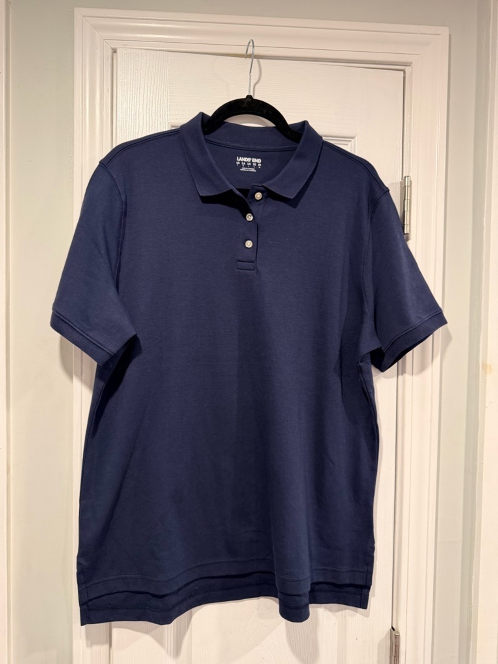 NWOT Lands End Size XL Navy Blue Short Sleeve Collared Polo Shirt